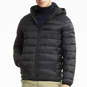 Best Manufacturer Men's Winter Puffer Jacket Stand Collar Canvas High Street Style Front Logo Custom Label Wholesale - Product Image 3