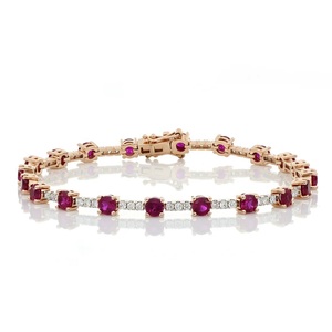 <b>Ruby</b> and Moissanite Diamond <b>Bracelet</b> in S925 Sterling Silver Tennis Elegant Daily Use Fine Iced Out Jewelry For Women - Product Image 1