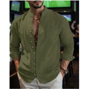 Chemises décontractées sophistiquées pour hommes, vert émeraude, manches longues, boutonnées, chemises tendance pour hommes, streetwear, usage quotidien et loisirs - Product Image 6