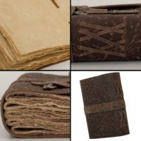 Diario de Viaje Retro Hecho a Mano, 9x7 Pulgadas, Estilo Vintage, Encuadernado con Hilo, Cuaderno de Cuero con Diseño de Flores en Acuarela, Logotipo Grabado, Regalo