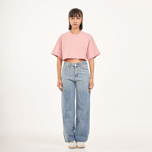 Nouveau design femmes surdimensionné haut court 100% coton T-Shirt unisexe Style décontracté courte longueur coupe ample couleur unie fabriqué en Thaïlande - Product Image 1
