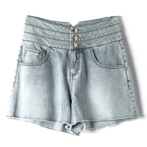 Nieuwkomers Katoenen Jeans Damesshort Denim Lady Baggy Button Fly Board Shorts Hoge Taille Denim Hotshort Casual Streetstyle