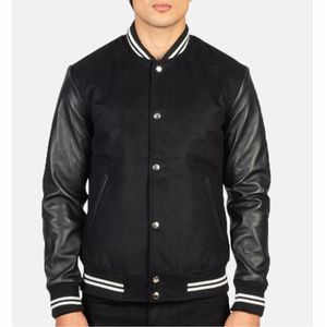 College Baseball jacket for men Hot Sale OEM Custom Embroidered Stand Collar Sweatshirts Fleece Varsity Jackets - Product Image 4