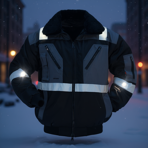 Kirkenes 4-in-1 Combination <b>Pilot</b> <b>Jacket</b> in Black/Grey with Reflective Stickers & Lights Made in Norway - Product Image 3