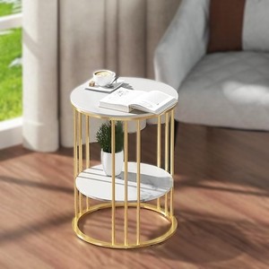 Mesa de centro de forma cuadrada redonda más vendida, tapa de cristal de mármol de madera duradera, diseño único - Product Image 2