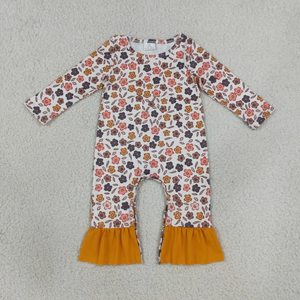 Barboteuse à imprimé floral pour bébé fille, avec volants, manches longues, tenue de printemps pour nourrissons et tout-petits - Product Image 4