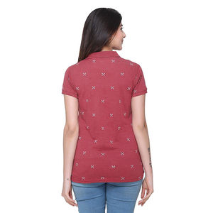 Camiseta con cuello de Polo para mujer, Combo superior con 2 botones, corte ajustado, aspecto informal inteligente, venta al por mayor, polos estampados transpirables para mujer - Product Image 5
