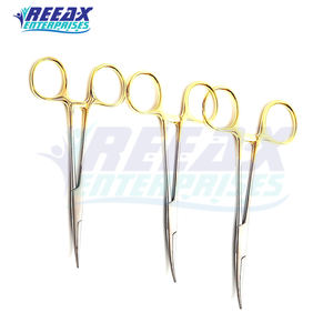 Reeax enterpries' สแตนเลสสีทองจับห้ามเลือดคีมปลายโค้งตรงล็อคเครื่องมือผ่าตัดพื้นฐาน - Product Image 5