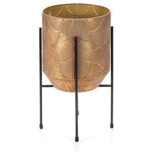 Maceta decorativa de metal con acabado pulido dorado para acentos de decoración de sala de estar de Interior de lujo - Product Image 4