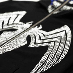 Pull-over à capuche en polaire pour hommes, coupe ajustée, avec strass imprimés pour l'hiver, style décontracté et quantité minimale de commande bas, teint uni, service OEM - Product Image 4