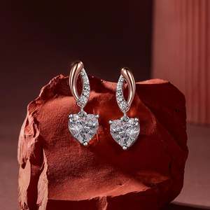 Pendientes Jeulia Amore de dos tonos con forma de corazón en plata de ley - Product Image 4