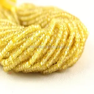 16" Long 1 Strand Natural Yellow Zircon Gemstone Faceted Rondelle Beads Beautiful DIY Jewelry Wholesale