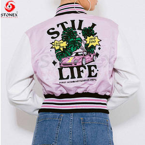 Venta al por mayor barato nueva ropa de mujer Crop Top abrigo de béisbol chaqueta de bombardero chaquetas universitarias para las mujeres - Product Image 5