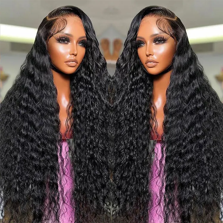 Wholesale Raw Vietnamese Hair Deep Wave 13x4 13x6 Frontal Wigs 4x4 Closure Wigs Transparent Lace Cuticle Aligned Virgin Hair