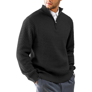 Pull en maille d'hiver pour homme OEM, polyester, tricot jacquard, col montant, logo personnalisé sur le devant, anti-boulochage, respirant, anti-froissement - Product Image 4