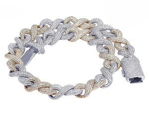 Cadena de eslabones cubanos de oro pesado de dos tonos de 10K con diamantes cultivados en laboratorio, collar de diamantes estilo Hip Hop helado Premium, joyería para hombres - Product Image 1