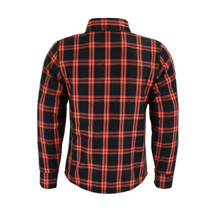 Camisa de Motociclista con Protección Personalizada, Transpirable, para Hombre y Mujer, Diseño a Cuadros, Cola Larga, Nivel de Protección CE 1, Color Negro y Naranja - Product Image 2