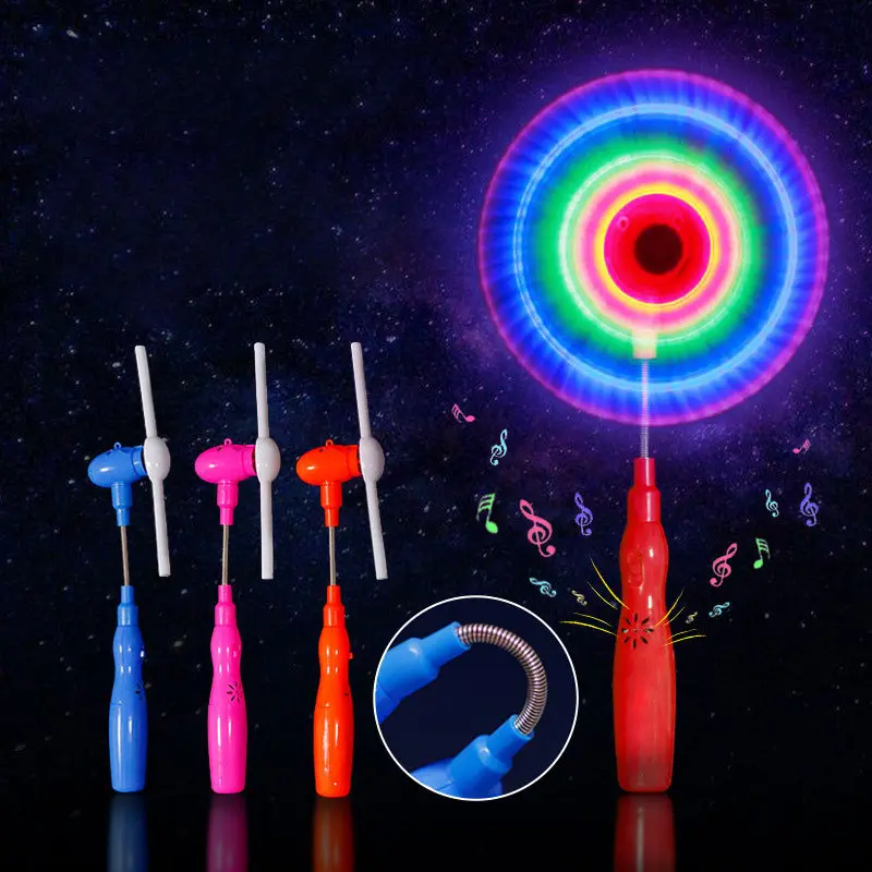 Glow In Dark Luminous Lightup Magic Wand Toy LED Windmill Toy Spinner Stick Fun Light Toys Ball girevole Kids Party Favor