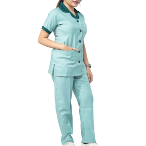 Gommage médical personnalisable pour femmes à manches courtes poche de col contrastée en tricot durable idéal pour l'uniforme médical quotidien de l'hôpital - Product Image 2