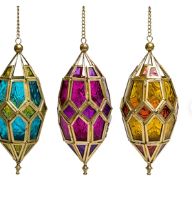 Farol de cristal de color marroquí hecho a mano farol marroquí hecho a mano - Product Image 1