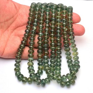 Piedra preciosa de apatita verde AAA +, cuentas lisas Rondelle de 7mm-10mm, cuentas de piedras preciosas semipreciosas de apatita verde Natural para la fabricación de joyas - Product Image 3