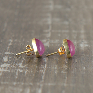 Pendientes de Calcedonia Rosa, Plata de Ley 925, Chapados en Oro, Corte Triangular, Estilo Minimalista, Regalo de Boda para Mujer - Product Image 3
