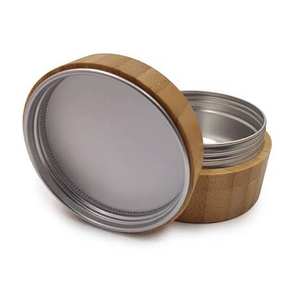 กระปุกครีมอะลูมิเนียมพร้อมฝาปิดไม้สำหรับเก็บเครื่องสำอาง-กระปุกใส่น้ำตาลและครีมเนยที่ทนทาน - Product Image 3