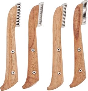 Ensemble de 4 couteaux à dénuder en acier inoxydable pour chiens et chats avec manche en bois Couteaux à dénuder pour animaux de compagnie disponibles - Product Image 5