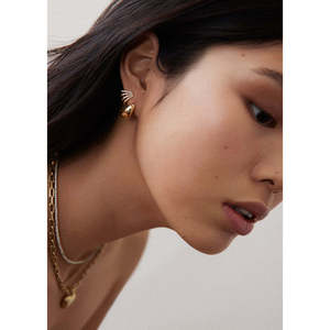 Boucles d'oreilles créoles tendance en forme de goutte d'eau avec pendentif religieux, en quartz, perle, cuivre et alliage de zinc, motif fleur, pour les fêtes - Product Image 2