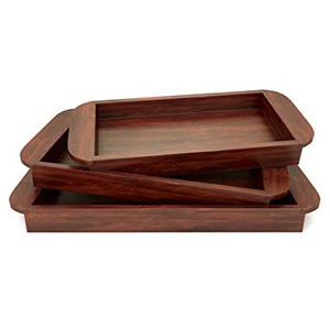 Producto de alta calidad, utensilios de cocina, bandejas circulares de bambú de madera con asas de metal - Product Image 6