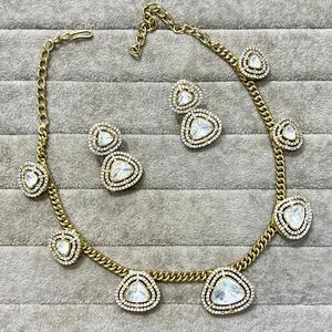 Juego clásico de moissanita y Kundan, juego de Kundan de calidad Premium con piedra, calidad increíble con pendientes para boda de compromiso - Product Image 1