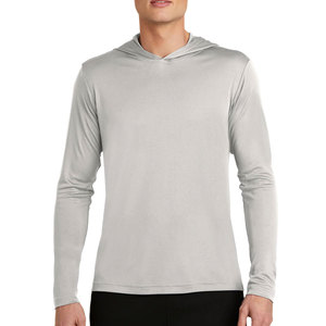 100% Poliéster Casual Jersey unisex Heather Camiseta de manga larga con capucha Gris - Product Image 1