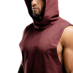Ultra Soft Cotton Gym Vest Hoodie Breathable Workout Muscle Sleeveless <b>T</b> <b>Shirt</b> for Men Wholesale Solid Pattern - Product Image 2