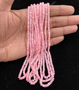 Cuentas de piedras preciosas de ópalo Rosa Natural etíope de 30 CT, 16 pulgadas, 3,50 MM-4, hebra pulida suave para collares con cuentas de moda, joyería - Product Image 1