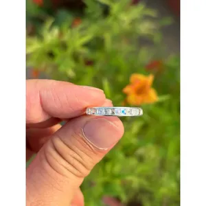 925 Silver Eternity Band <b>Ring</b> with <b>Moonstone</b> for Wedding Occasions - Product Image 6