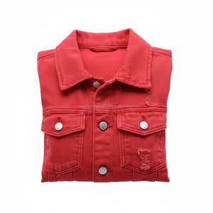 เสื้อกั๊กยีนส์ผู้ชายแบบสั่งทำพิเศษ สีน้ำเงินเข้ม ทรงเข้ารูป ไม่มีแขน แต่งลายปัก พร้อมกระเป๋าคู่ - Product Image 6