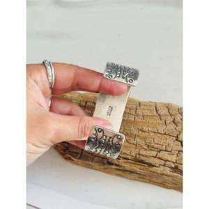 Navajo Handmade Stamped Sterling <b>Silver</b> <b>Cuff</b> <b>Bracelet</b> Cultural Collectible Jewelry - Product Image 5