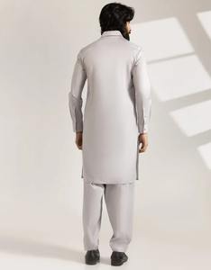 Traje Shalwar Kameez Informal de Algodón Gris Claro de Último Diseño 2026, Hecho en Fábrica, para Hombre, Ropa de Verano a Precio Económico - Product Image 4
