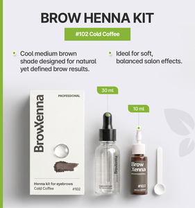 Kit de Crema para Cejas BrowXenna Natural a Base de Hierbas y Químicos con Base de Mezcla Hialurónica Incluida # 102 Café Frío - Product Image 1
