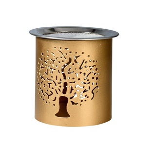 Brûleur à huile en marbre blanc et en laiton de luxe, diffuseur d'arômes minimaliste, porte-bougie pour la décoration de spa à domicile moderne, méditation - Product Image 5