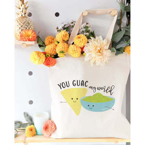 Bolsa de Mano Grande de Lona de Algodón Resistente, Casual, Ecológica, Reutilizable, Multiusos, para la Playa, con Diseño Personalizado de Dibujos Animados, You Guac My World - Product Image 2