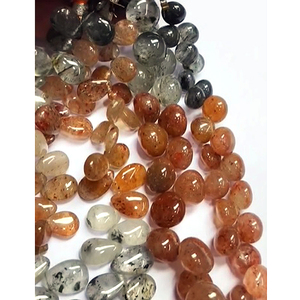 5 Strands Rutileธรรมชาติควอตซ์ลูกแพร์หัวหอมเรียบลูกปัด 1030 Ct Lot Irocขาย 7 นิ้วยาวสร้อยคอลูกปัดอัญมณี - Product Image 3