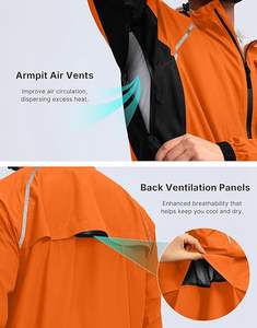 Veste coupe-vent longue pour homme de marque en gros, fermeture éclair sur le devant, capuche respirante, imperméable, décontractée, pour l'extérieur - Product Image 4
