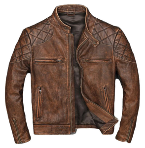 Chaqueta de Cuero de Moda para Hombre, Diseño Nuevo, Cómoda, Superventas, Cuero Auténtico de Café para Invierno, Chaqueta de Invierno para Hombre - Product Image 1