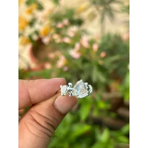 Natural Rainbow Moonstone Ring 925 Sterling Silver Handmade Gemstone Ring for Women Wholesale Jewelry Supplier - Product Image 2
