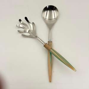 Handmade Stainless Steel Salad Server Set of 2 with Resin Handle Shiny Polish Finish Used for <b>Home</b> Hotel Bar and Restaurant - Product Image 3
