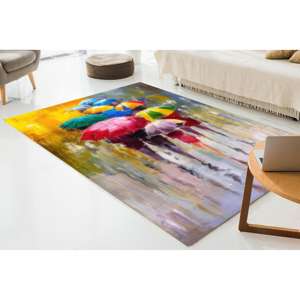 Tapis imprimé avec motif de personnes et parapluies, idéal pour les jours de pluie, tapis doux à poils longs - Product Image 2