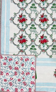 100% coton bloc de main imprimé lit simple Dohar artisanal fait à la main traditionnel fabriqué à la main 100% coton réversible Dohar - Product Image 2