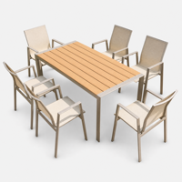 Meubles de jardin, table et chaises de patio, design minimaliste moderne, aluminium imperméable, ensemble de salon mobile pour jardins et terrasses