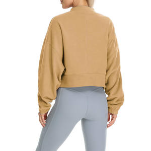 Multi Color Optional Streetwear Broderie Logo Crewneck Sweatshirt Cropped Yoga Gym Workout Sweat Shirt pour les femmes Tricoté - Product Image 2